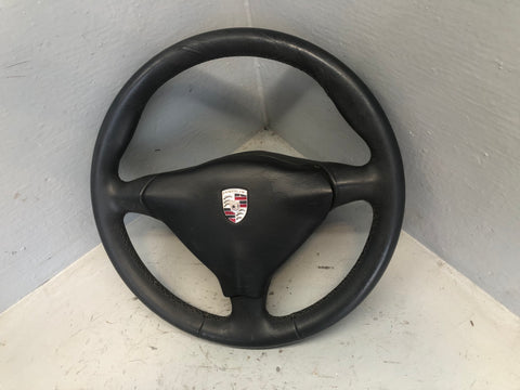 Porsche Boxster 986 Steering Wheel 3 Spoke in Black Leather 1996 to 2002