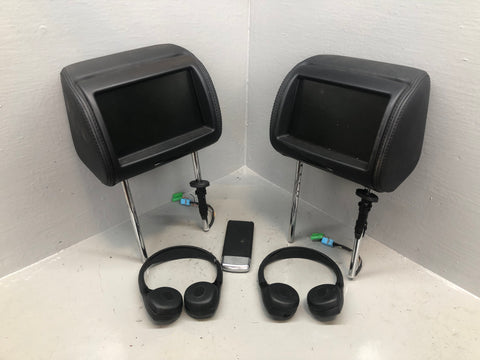 Range Rover Evoque Head Rests Pair With Screens Black Leather With Remote Kit