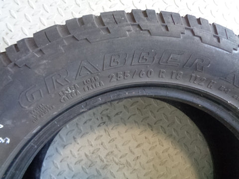 General Grabber A/T Part Worn Tyre 255/60R18 8mm Tread 255 60 18 D190523C