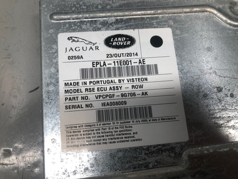 Range Rover Evoque Entertainment Module EPLA-11E001-AE L538 2011 to 2018