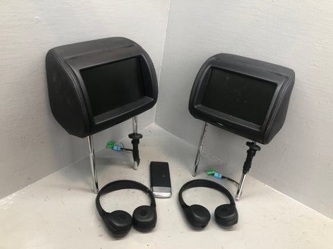 Range Rover Evoque Head Rests Pair With Screens Black Leather With Remote Kit