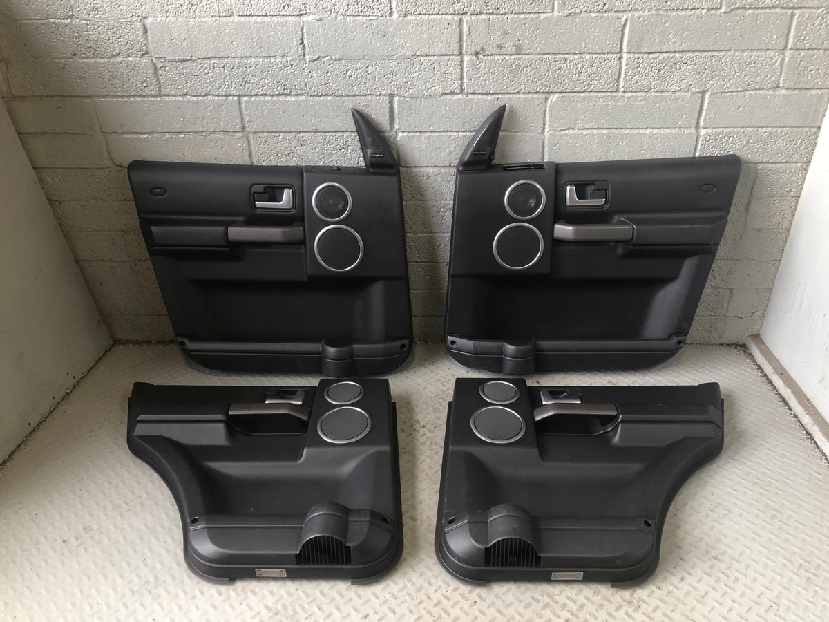 Discovery 3 Door Cards Black Set of 4 Grey Trim Land Rover 2004 to 2009 J12086
