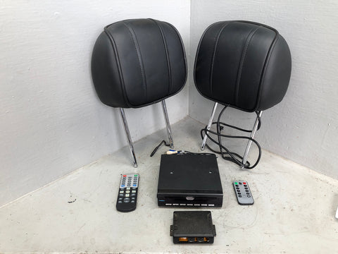 Range Rover L322 Head Rests Pair With Screens Black Leather With Remote Kit