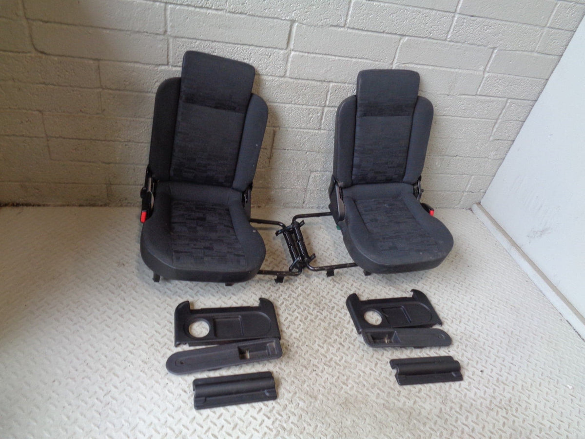 Discovery 2 Dickie Seats Pair Black / Grey Cloth 3rd Row Land Rover 1998 to 2004
