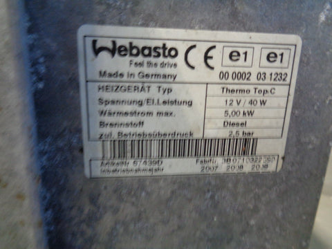 Range Rover L322 Webasto Water Heater Pre-Heater 65849G 2006 to 2013