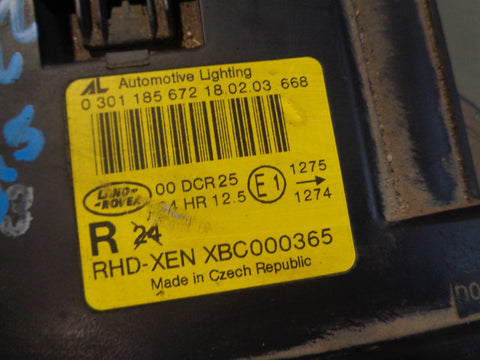 Range Rover L322 Headlight Xenon Off Side XBC000365 Head Lamp L15015