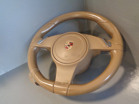 Porsche Cayenne 958.1 92A Steering Wheel Tiptronic in Beige Leather 2011 to 2014