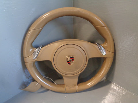 Porsche Cayenne 958.1 92A Steering Wheel Tiptronic in Beige Leather 2011 to 2014