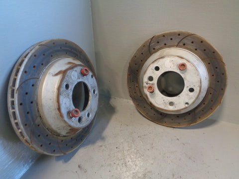 Porsche Cayenne 958 92A Brake Discs Rear Pair Vented and Drilled 2011 to 2018