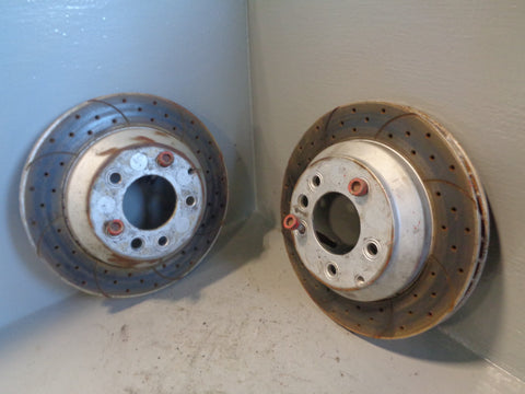 Porsche Cayenne 958 92A Brake Discs Rear Pair Vented and Drilled 2011 to 2018