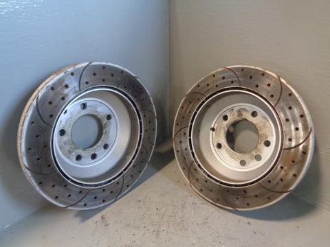 Porsche Cayenne 958 92A Brake Discs Rear Pair Vented and Drilled 2011 to 2018