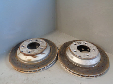 Porsche Cayenne 958 92A Brake Discs Rear Pair Vented and Drilled 2011 to 2018