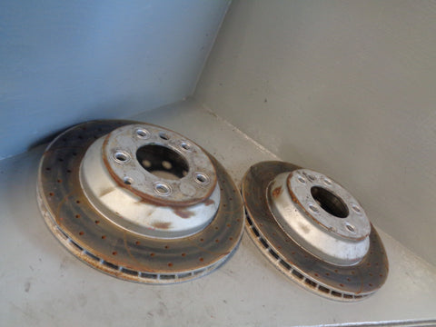 Porsche Cayenne 958 92A Brake Discs Rear Pair Vented and Drilled 2011 to 2018