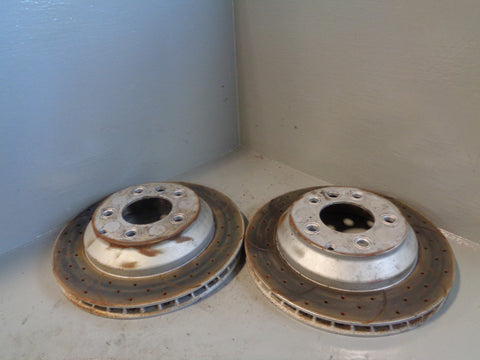 Porsche Cayenne 958 92A Brake Discs Rear Pair Vented and Drilled 2011 to 2018