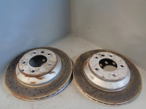 Porsche Cayenne 958 92A Brake Discs Rear Pair Vented and Drilled 2011 to 2018