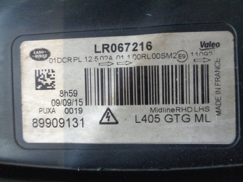 Range Rover L405 Headlight Xenon Near Side Left LR067216 2013 to 2017