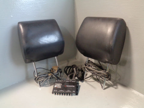 Range Rover Sport Headrests with TV Monitor Screens Rosen Front Black Leather