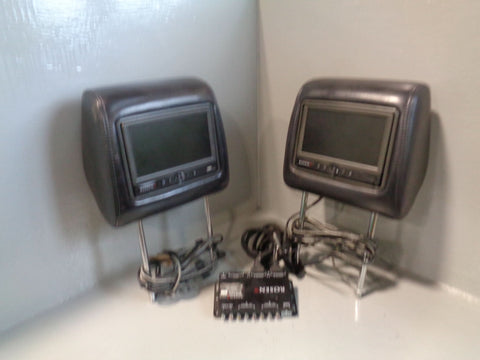Range Rover Sport Headrests with TV Monitor Screens Rosen Front Black Leather