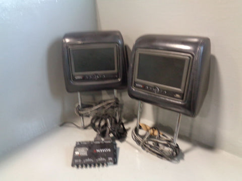 Range Rover Sport Headrests with TV Monitor Screens Rosen Front Black Leather