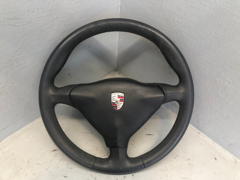 Porsche Boxster 986 Steering Wheel 3 Spoke in Black Leather 1996 to 2002