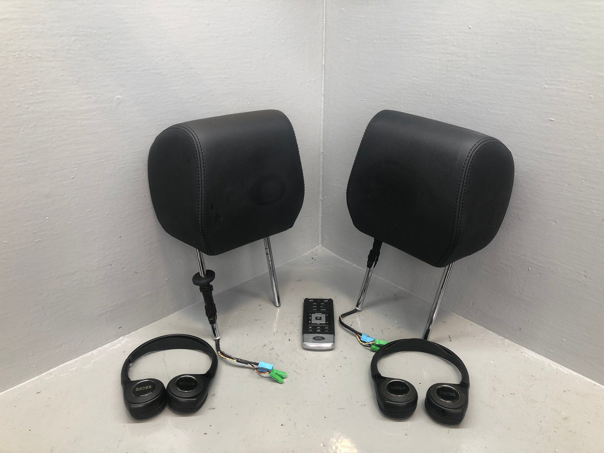 Range Rover Evoque Head Rests Pair With Screens Black Leather With Remote Kit