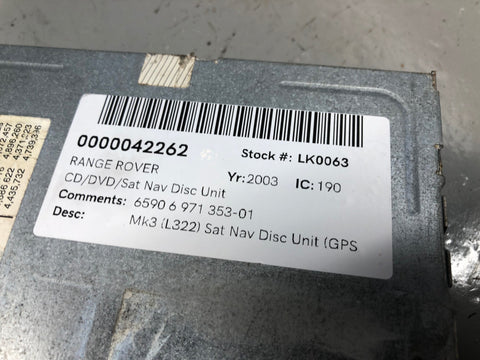 Range Rover L322 DVD Driver Sat Nav Land Rover 2002 to 2006 R19095