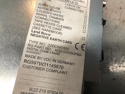 Discovery 2 Stereo Head Unit Radio Cassette Player XQD000050PMA R18125