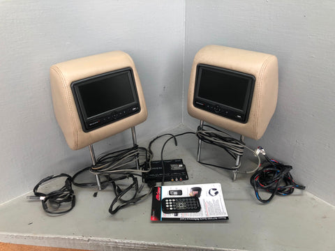 Freelander 2 Head Rests Pair With Screens Beige With Module Remote 2006 to 2014