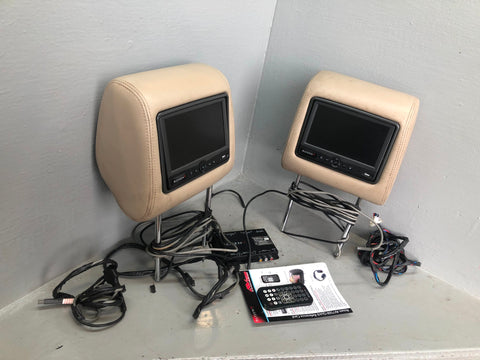 Freelander 2 Head Rests Pair With Screens Beige With Module Remote 2006 to 2014