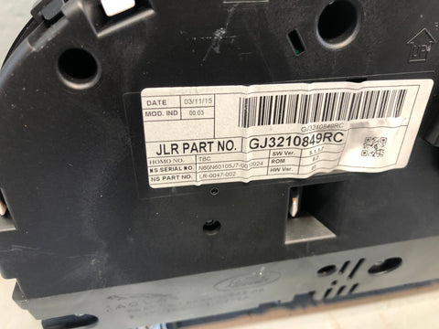 Range Rover Evoque Instrument Cluster Speedo GJ3210849RC 2016 to 2018