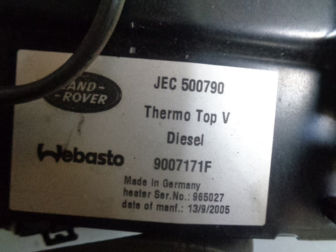 Webasto Diesel Pre Heater JEC500790 Discovery 3 Range Rover