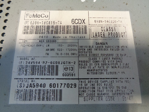 Freelander 2 CD Player 6 Disc 6G9N-14C230-TA Land Rover 2006
