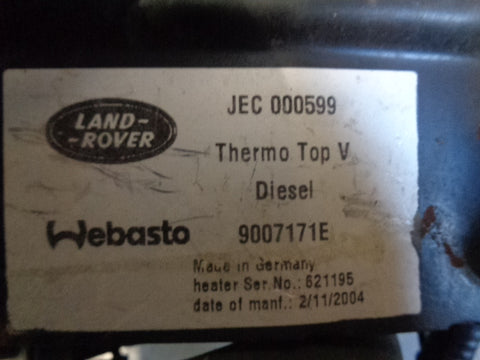Webasto Diesel Pre Heater JEC000599 Discovery 3 Range Rover