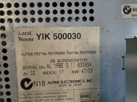 Range Rover L322 Radio Stereo Screen Sat Nav YIK500030 2002 to 2006 R08024