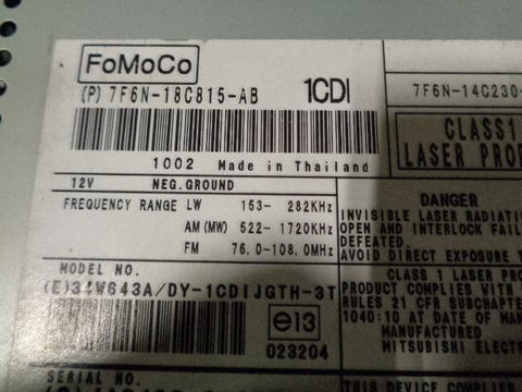 Jaguar XF CD 1 Disc Player X250 7F6N-18C815-AB 2009 to 2015