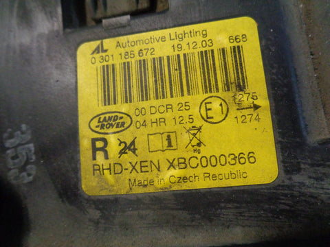 Range Rover L322 Headlight Xenon Off Side XBC000366 2002 to 2005 R08024