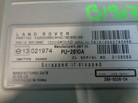 Range Rover L322 CD Multi Changer XQE500560 6 Disc Clarion 2005 to 2010
