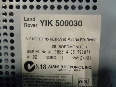 Range Rover L322 Radio Stereo Screen Sat Nav YIK500030 2002 to 2006